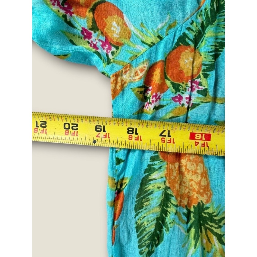 Debbie Katz South Beach Pineapple Tunic Top Turquoise Cotton Tassel XS - Picture 4 of 6